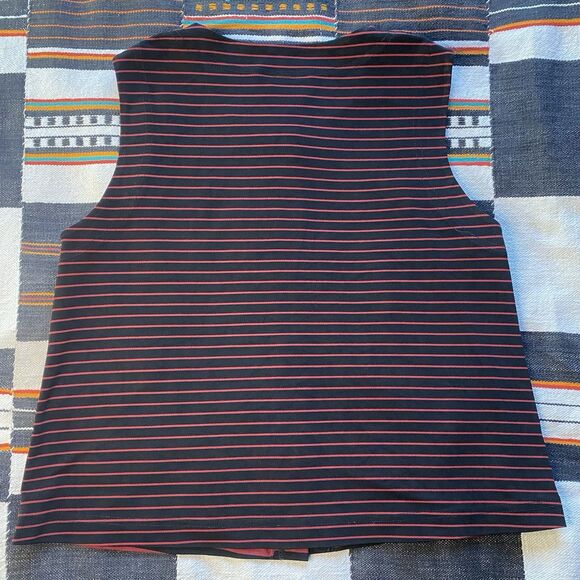Vintage Carole Little Striped Sleeveless Button Up. Abalone Buttons. Small. Rare - Picture 9 of 9